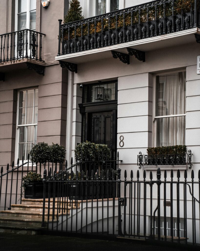A classic London townhouse with black railings