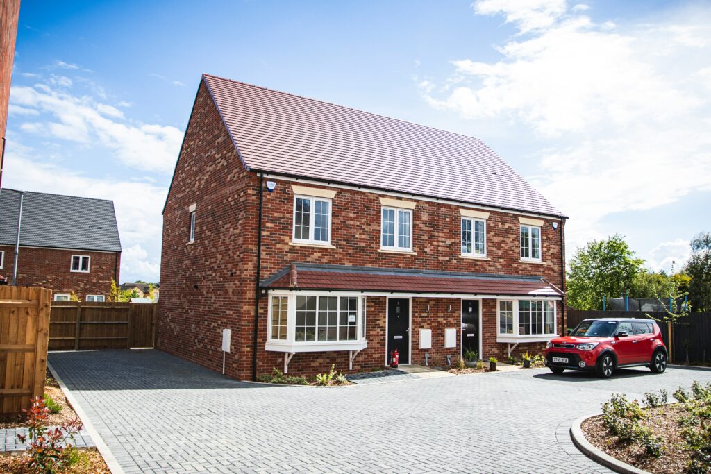 A modern brick home on a new development in the UK